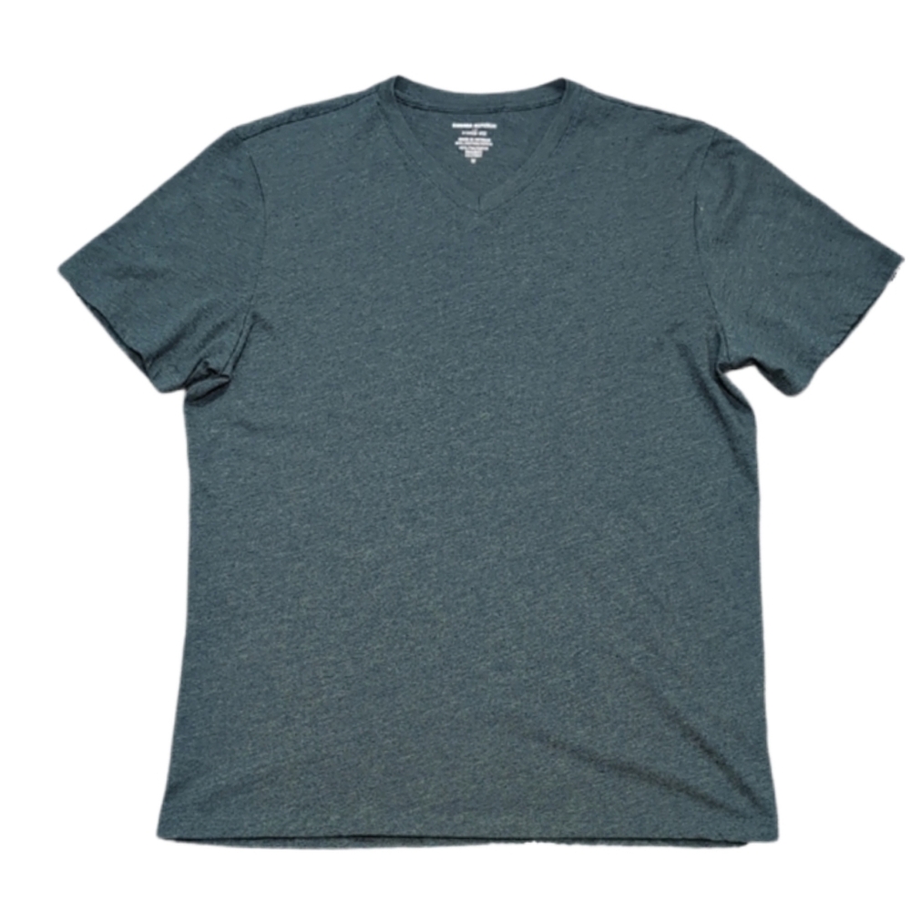 Banana Republic Men's Dark Green V-Neck Tee Fitted Vee Short Sleeve Size Medium
